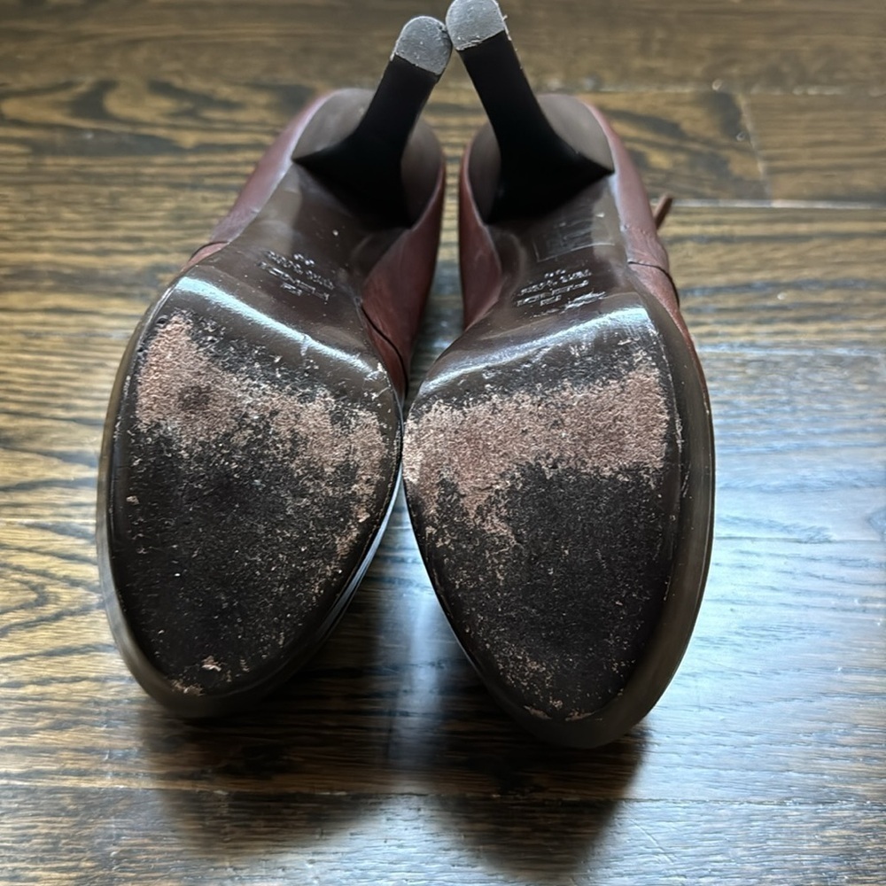 🔵 FENDI DECOLLETE VACCHETTA LUX MARRONE MEDIO PLATFORM HEELS SIZE 38 (7.5) - Picture 4 of 8